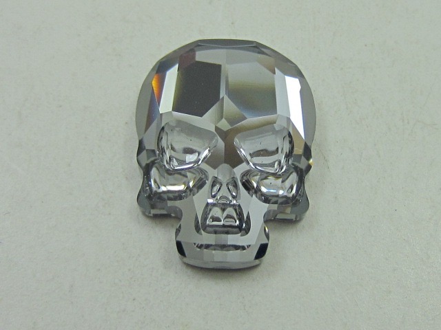 4 pcs. 14x10.5mm SKULL SILVER NIGHT HOT FIX European Rhinestones